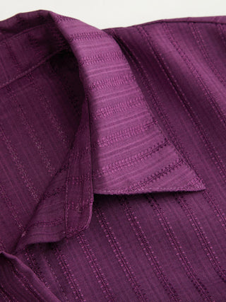 Polo Collar Texture Button Up Shirt