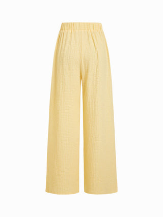 Texture Boat Neck Asymmetrical Hem Top & Mid Rise Straight Leg Trousers Set