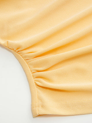 Jersey Boat Neck Asymmetrical Hem Ruched Tank Top For Daily Casual Work