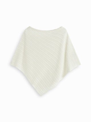 Knit Striped Asymmetrical Hem Oversized Poncho Top