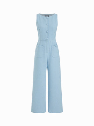 Tweed Boat Neck Jumpsuit