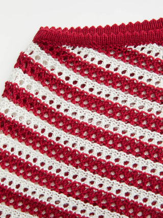 Knit Striped Asymmetrical Hem Oversized Poncho Top