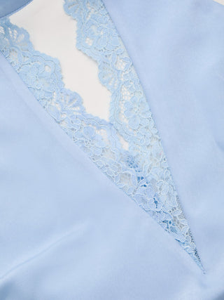 Satin Halter Neckline Lace Panel Backless Mermaid Maxi Dress