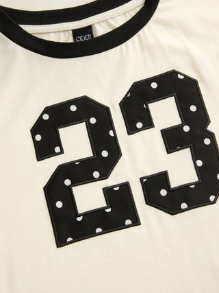 23 Graphic Cotton-blend Contrast Trim Short Sleeve Tee