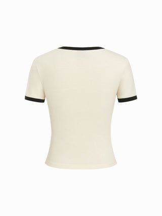 23 Graphic Cotton-blend Contrast Trim Short Sleeve Tee