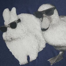 Asymmetrical Neck Rabbit & Duck Graphic Tee