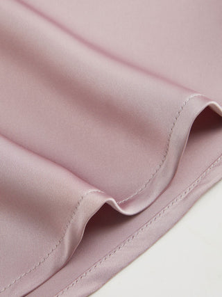 Satin Asymmetrical Neck Cloak Sleeve Draped Blouse