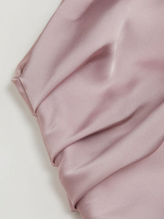Satin Asymmetrical Neck Cloak Sleeve Draped Blouse