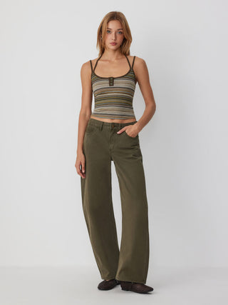 Jacquard Striped Scoop Neck Cami Top