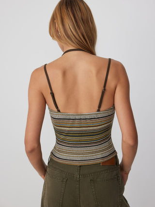 Jacquard Striped Scoop Neck Cami Top