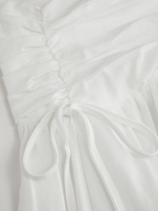 Linen-blend Mid Rise Drawstring A-line Midi Skirt