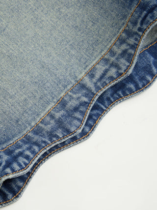 Solid Wave Trim Jean Shorts