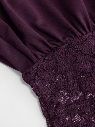 Asymmetrical Neck Floral Lace Ruched Top