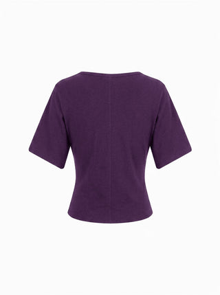 Cotton-blend U-neckline Short Bell Sleeve Tee