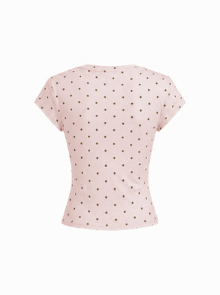 Cotton-blend Ruched Short Sleeve Tee