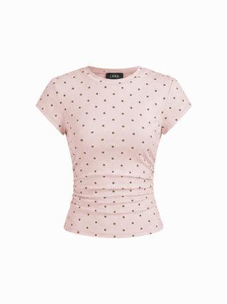 Cotton-blend Ruched Short Sleeve Tee