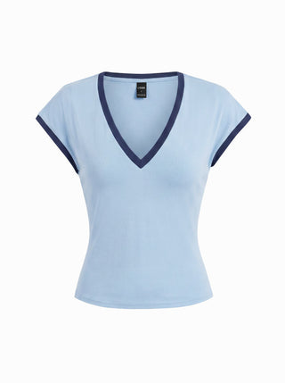 Cotton-blend Colorblock V-neck Tank Top