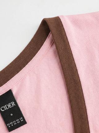 Cotton-blend Colorblock V-neck Tank Top