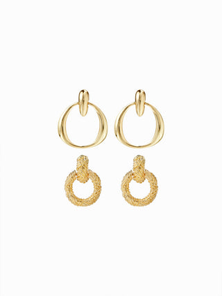 2 PAIRS TEXTURED KNOCKER EARRINGS SET