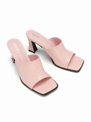 SQUARE TOE CHUNKY HEELED SANDALS