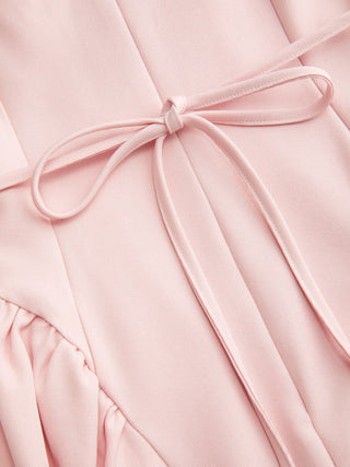 Lace Ruffle Sweetheart Neck Bowknot A-Line Midi Dress