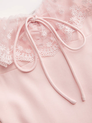 Lace Ruffle Sweetheart Neck Bowknot A-Line Midi Dress