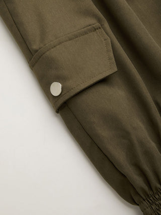 Mid Rise Ruched Drawstring Cargo Jogger Trousers
