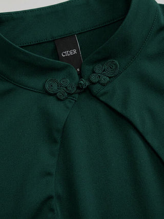 Mandarin Collar Short Sleeve Cut Out Top