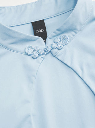 Mandarin Collar Short Sleeve Cut Out Top