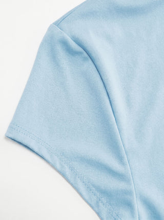 Mandarin Collar Short Sleeve Cut Out Top