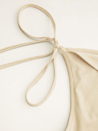 Asymmetrical Neck Draped Knotted Tank Top