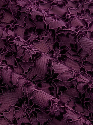 Flocking Lace V-neck A-line Mini Dress