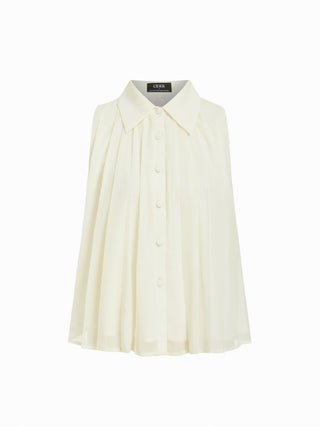 Chiffon Pleated Button Front Oversized Tank Blouse