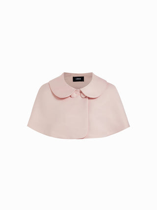 Peter Pan Collar Satin Crop Cape Jacket