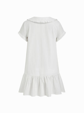 Peter Pan Collar Ruffle Button-Up Mini Dress