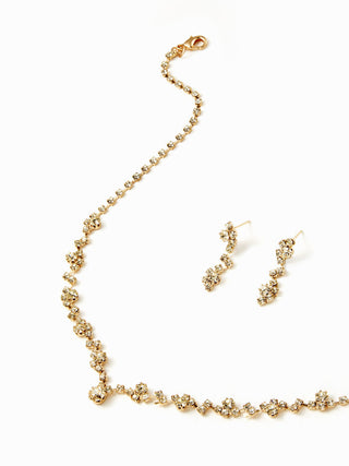 2PCS RHINESTONE DECOR NECKLACE & EARRINGS SET