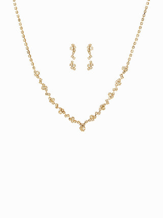 2PCS RHINESTONE DECOR NECKLACE & EARRINGS SET