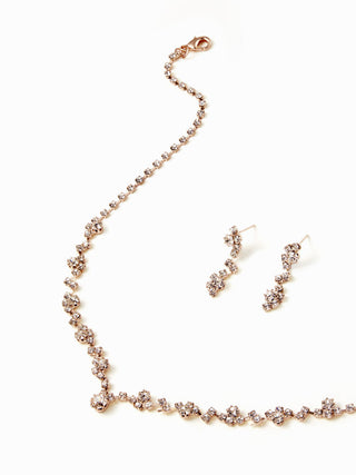 2PCS RHINESTONE DECOR NECKLACE & EARRINGS SET