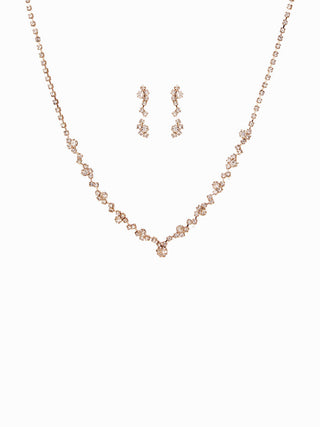 2PCS RHINESTONE DECOR NECKLACE & EARRINGS SET