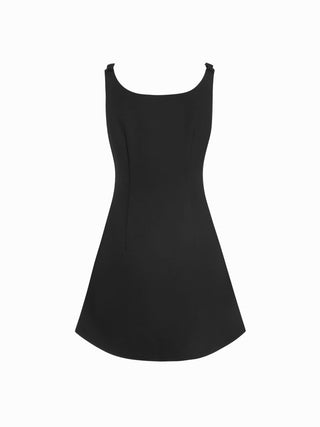 Scoop Neck Colorblock Bowknot A-line Mini Dress