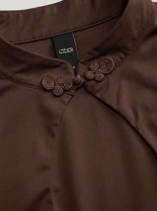 Mandarin Collar Short Sleeve Cut Out Top