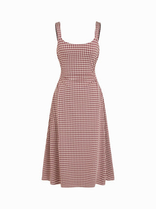 Scoop Neck Ruched A-line Midi Dress