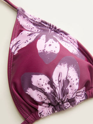 Halter Neckline Floral Triangle Tie Side 3 Piece Bikini Set