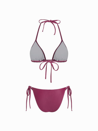 Halter Neckline Floral Triangle Tie Side 3 Piece Bikini Set