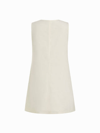 Linen-blend Bowknot Oversized Mini Shift Dress