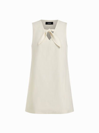 Linen-blend Bowknot Oversized Mini Shift Dress