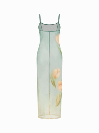 Floral Tie Dye Cami Maxi Dress Swimsuit Cover-Up