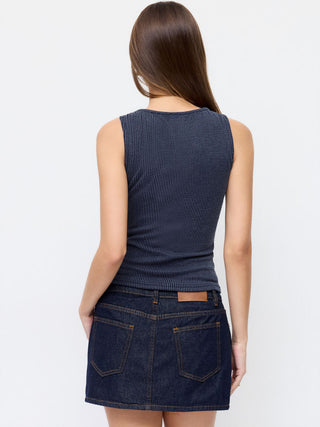 Textured Striped Cut Out Metal Detail Tank Top