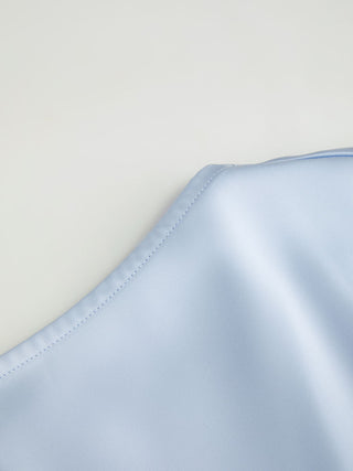 Satin Boat Neck Batwing Sleeve Bowknot Mermaid Maxi Dress