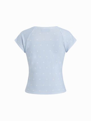 Polka Dot Lamb Print Short Sleeve Tee